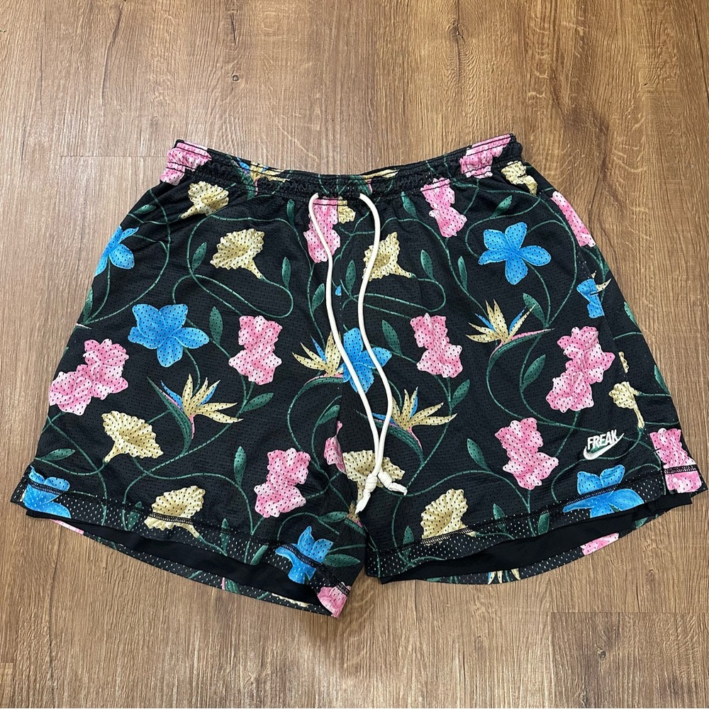 Nike Giannis Greek Freak Reversible BlackFloral Mesh Basketball Shorts Men’s M/L